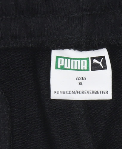 Puma Men Black Sweat Shorts L Regular Fit Elastic Waist Drawstring Pockets