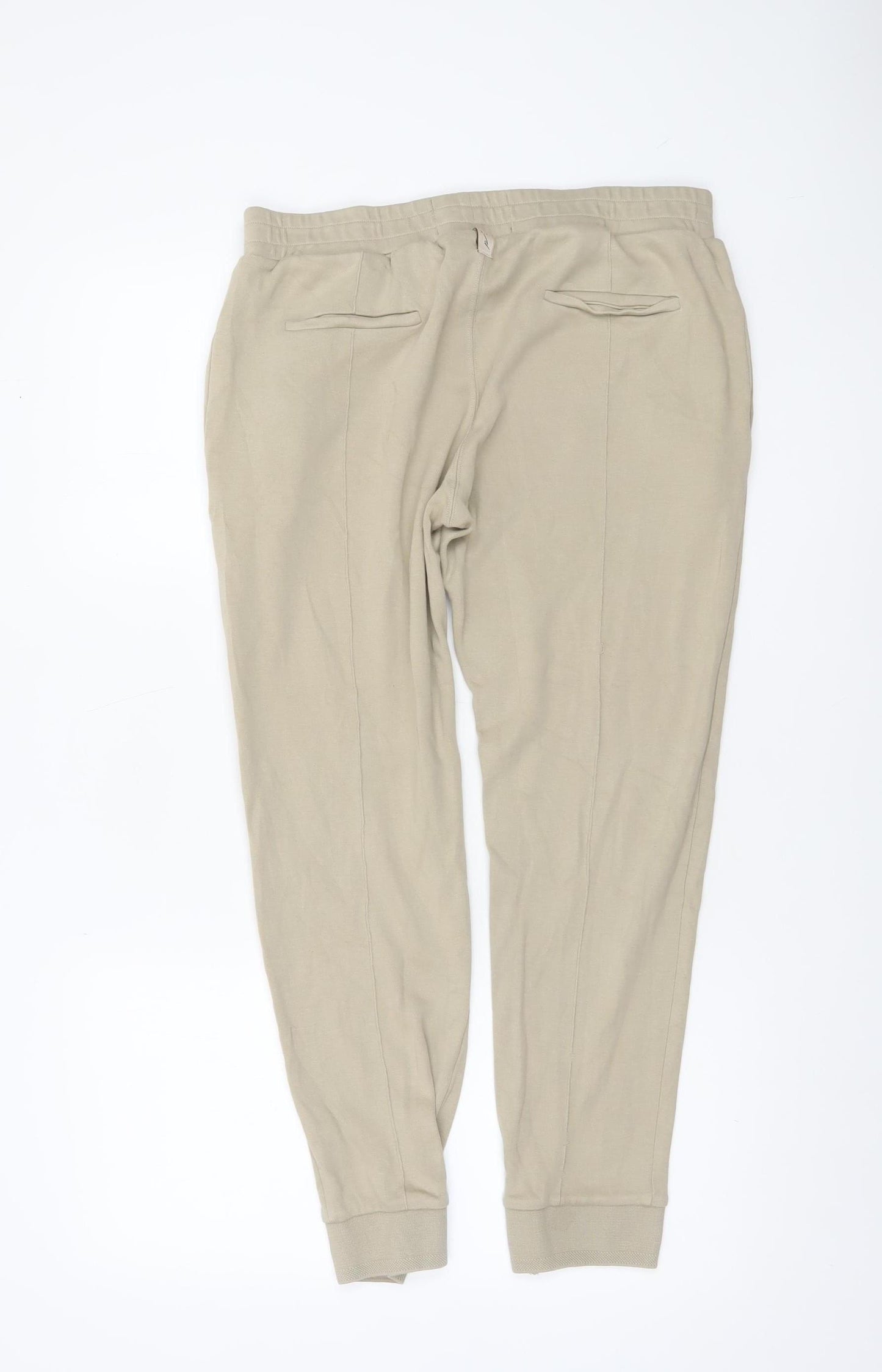 Prévu Women’s Beige Cotton Jogger Trousers L Elastic Waist Comfort Fit