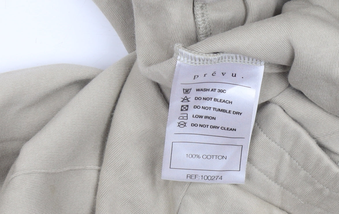 Prévu Women’s Beige Cotton Jogger Trousers L Elastic Waist Comfort Fit