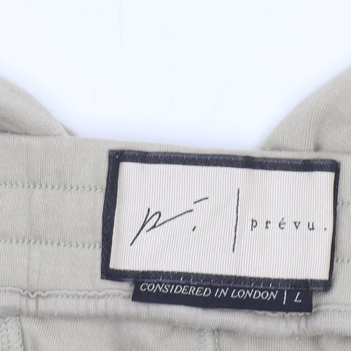 Prévu Women’s Beige Cotton Jogger Trousers L Elastic Waist Comfort Fit