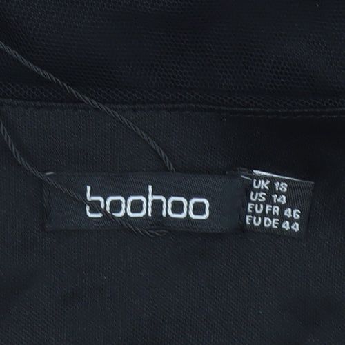 Boohoo Women Black & Gold Sequin Lace Long Sleeve Bodysuit UK 18