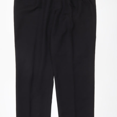 Marks and Spencer Men's Black 34 Regular Fit Pleated Dress Trousers