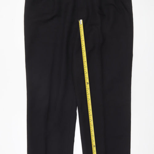 Marks and Spencer Men's Black 34 Regular Fit Pleated Dress Trousers