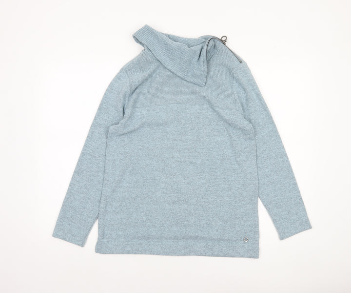 VIZ-A-VIZ Women’s Blue Cowl Neck Zip Detail Jumper Size 10