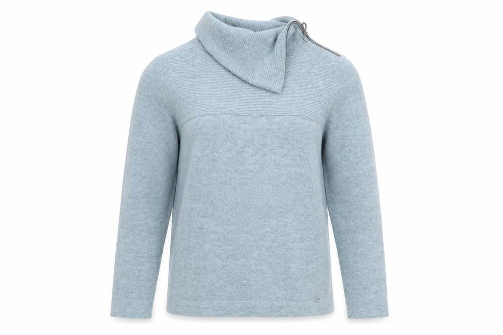 VIZ-A-VIZ Women’s Blue Cowl Neck Zip Detail Jumper Size 10