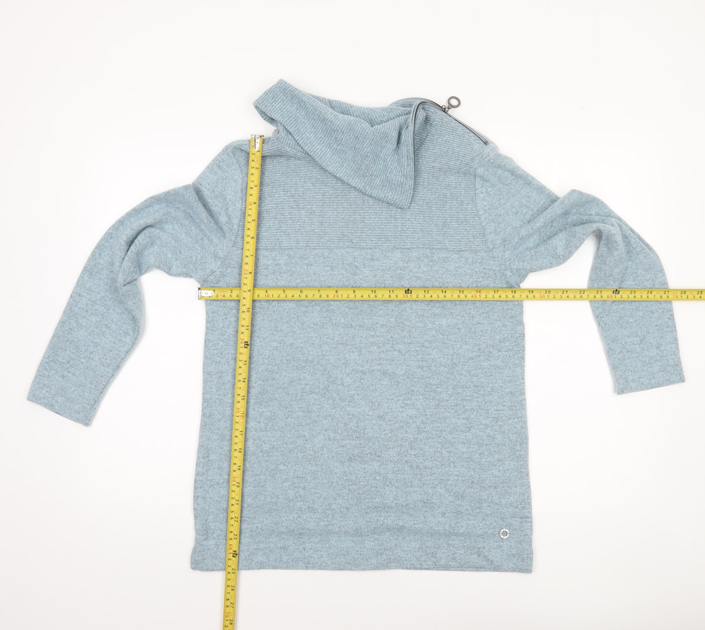 VIZ-A-VIZ Women’s Blue Cowl Neck Zip Detail Jumper Size 10