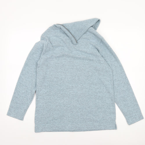 VIZ-A-VIZ Women’s Blue Cowl Neck Zip Detail Jumper Size 10