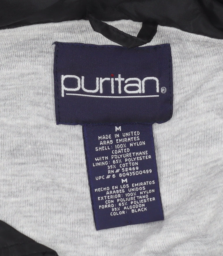 Puritan Mens Black M Nylon Lined Casual Coach Jacket