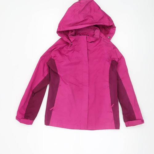 Mountain Warehouse Girls Pink Waterproof Hooded Rain Coat Jacket 9-10 Years
