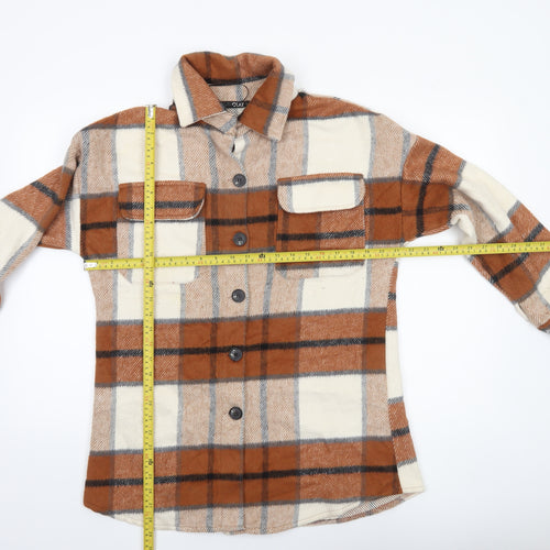 Quiz Women’s Brown Check Flannel Shacket Jacket Size S