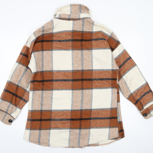 Quiz Women’s Brown Check Flannel Shacket Jacket Size S