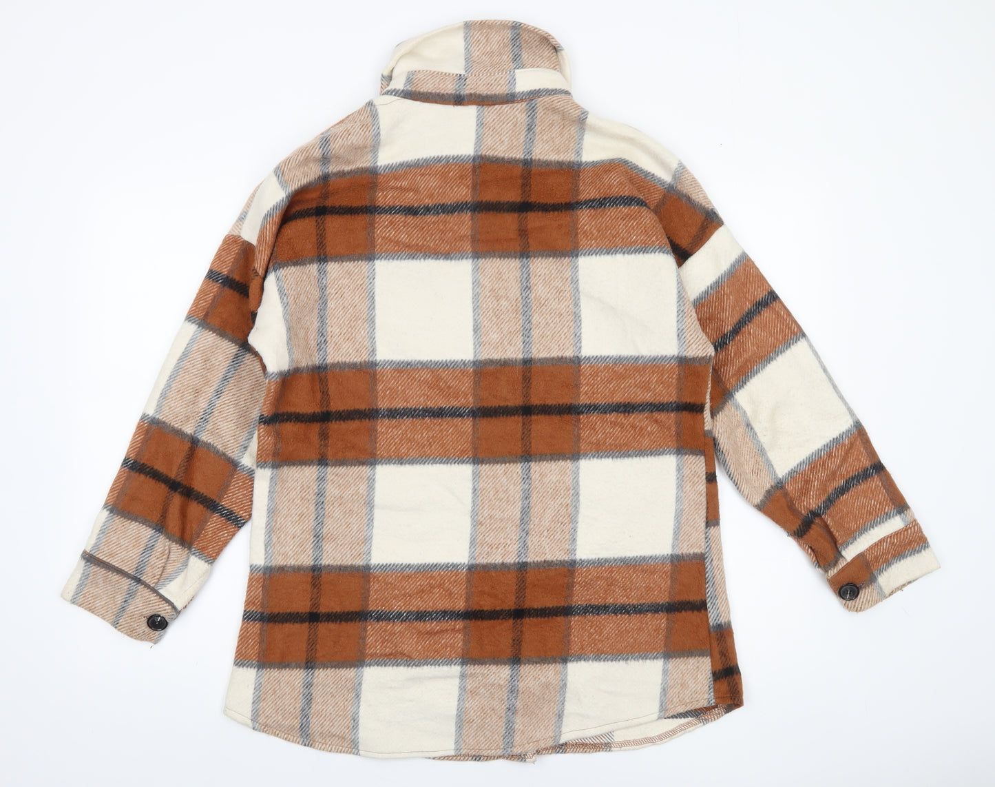 Quiz Women’s Brown Check Flannel Shacket Jacket Size S