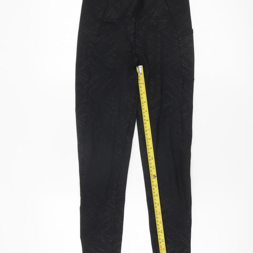 USA Pro Womens Black Size 8 Geometric Slim Fit Active Leggings