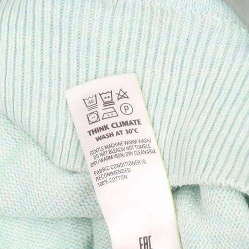 Marks and Spencer Men's Green XL V-Neck Pure Cotton Jumper