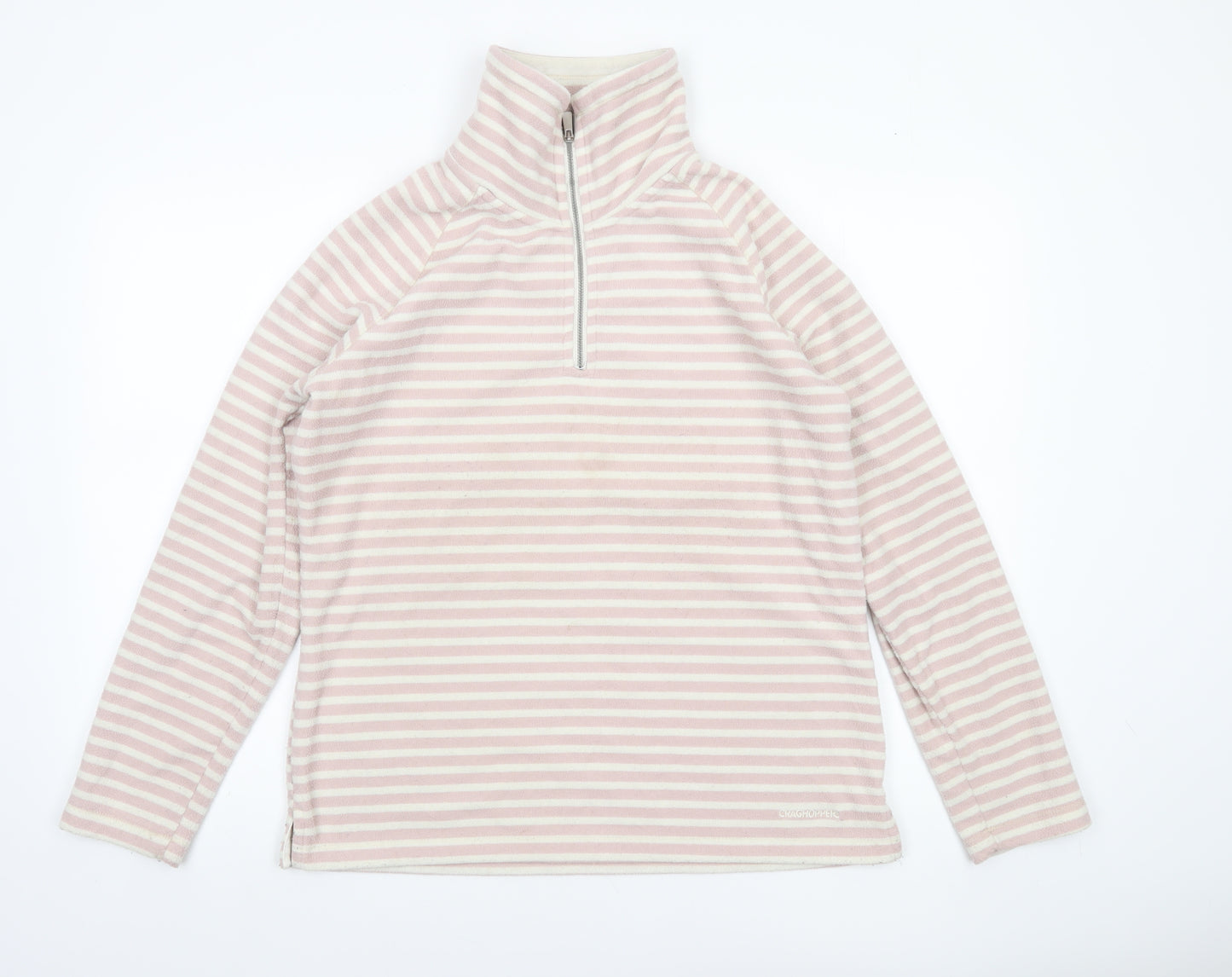 Craghoppers Women Pink Stripe 1/2 Zip Fleece Sweatshirt UK14