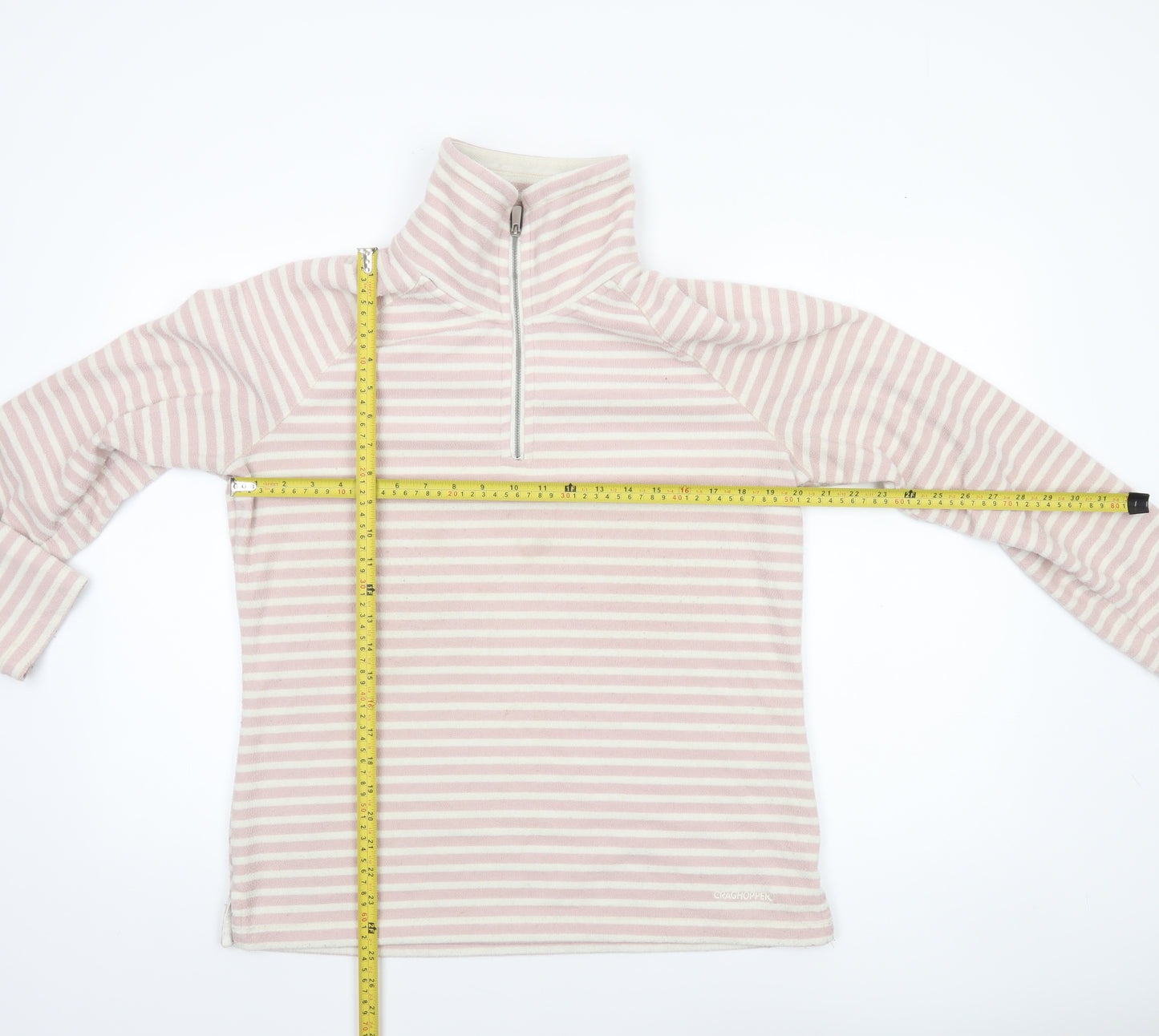 Craghoppers Women Pink Stripe 1/2 Zip Fleece Sweatshirt UK14