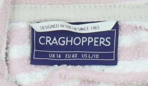 Craghoppers Women Pink Stripe 1/2 Zip Fleece Sweatshirt UK14
