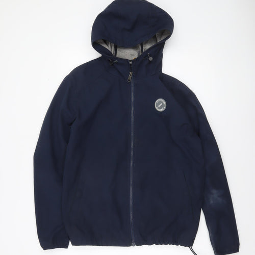 Jack & Jones Mens Navy Hooded Softshell Jacket Large Casual Windbreaker