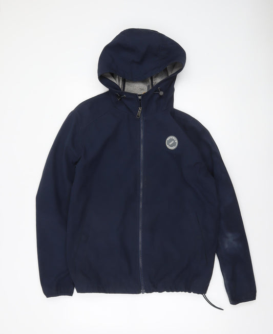Jack & Jones Mens Navy Hooded Softshell Jacket Large Casual Windbreaker