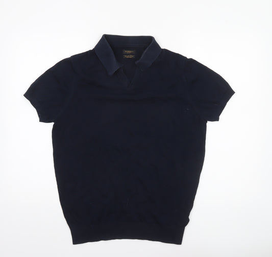 Gutteridge Men’s Blue Extrafine Cotton Short Sleeve Polo Shirt Size S