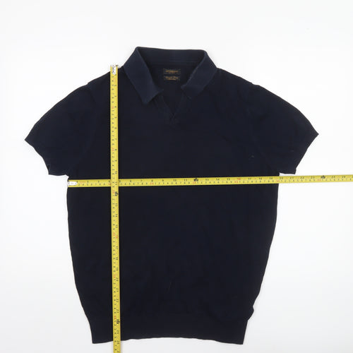 Gutteridge Men’s Blue Extrafine Cotton Short Sleeve Polo Shirt Size S