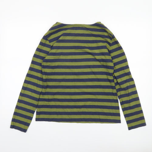 Seasalt Women Green Striped Long Sleeve Organic Cotton Sailor T-Shirt Size 12