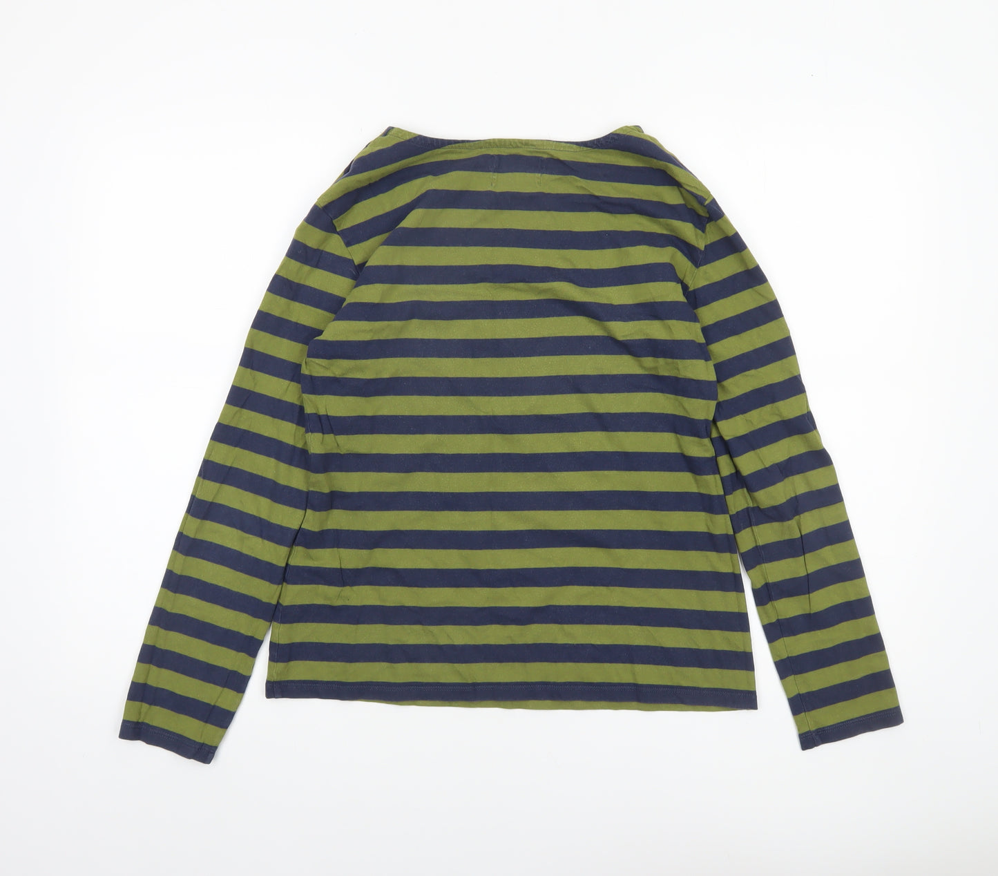 Seasalt Women Green Striped Long Sleeve Organic Cotton Sailor T-Shirt Size 12