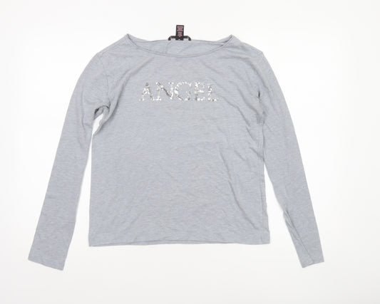 Victoria's Secret Women’s Grey Sequin ‘Angel’ Long Sleeve T-Shirt XS