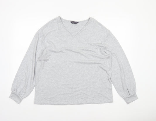 Marks and Spencer Womens Grey V-Neck Glitter Knit Jumper Size 14
