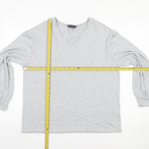 Marks and Spencer Womens Grey V-Neck Glitter Knit Jumper Size 14