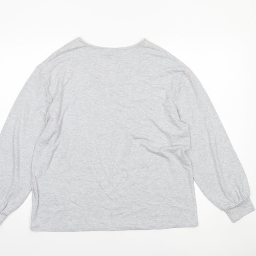Marks and Spencer Womens Grey V-Neck Glitter Knit Jumper Size 14