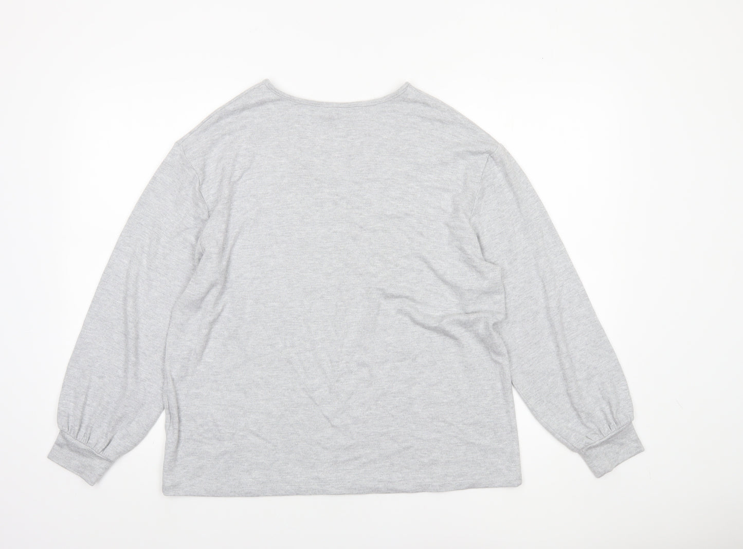 Marks and Spencer Womens Grey V-Neck Glitter Knit Jumper Size 14