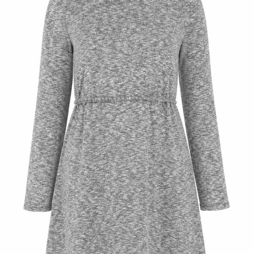 Topshop Women Grey A-Line Long Sleeve Cotton Dress UK 10