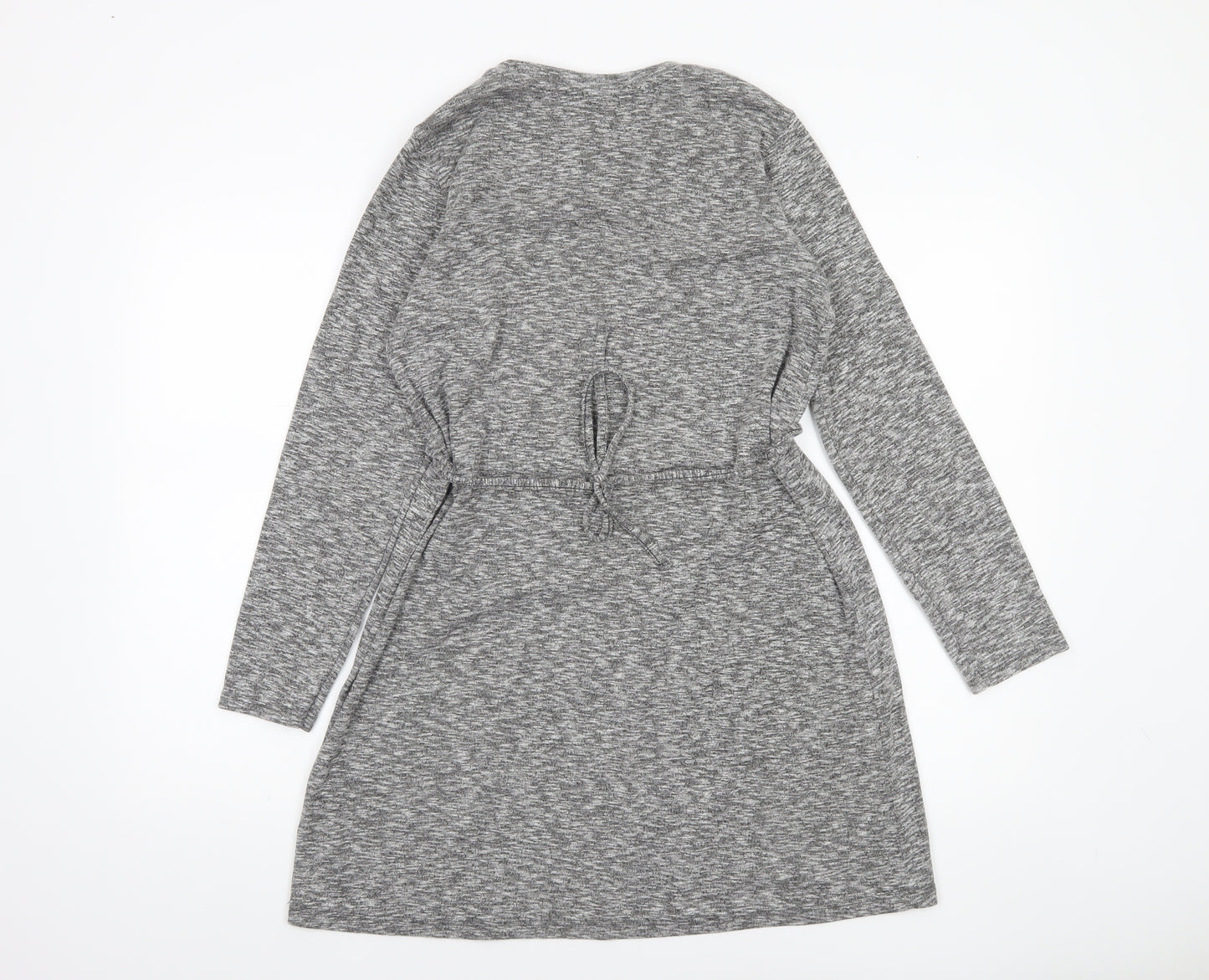 Topshop Women Grey A-Line Long Sleeve Cotton Dress UK 10