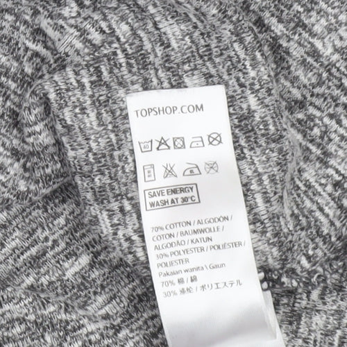 Topshop Women Grey A-Line Long Sleeve Cotton Dress UK 10