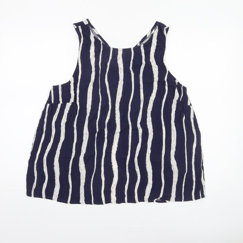 Nutmeg Women Blue Striped Viscose Sleeveless Tunic Tank Top Size 14