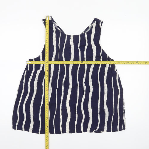 Nutmeg Women Blue Striped Viscose Sleeveless Tunic Tank Top Size 14
