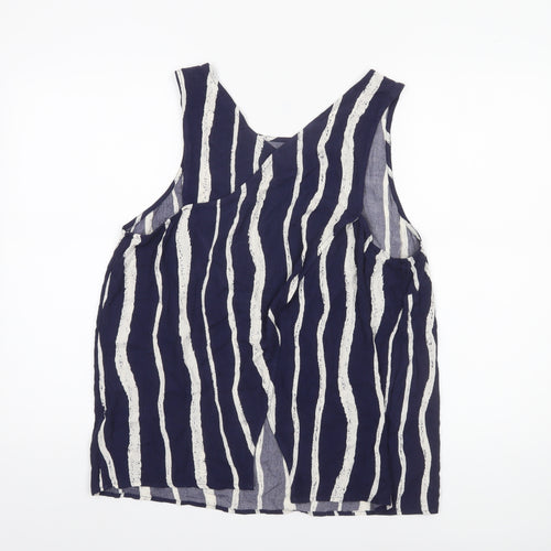 Nutmeg Women Blue Striped Viscose Sleeveless Tunic Tank Top Size 14