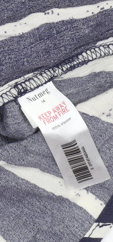 Nutmeg Women Blue Striped Viscose Sleeveless Tunic Tank Top Size 14