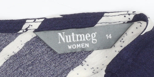 Nutmeg Women Blue Striped Viscose Sleeveless Tunic Tank Top Size 14