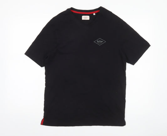 Lee Cooper Men's Black V-Neck Cotton T-Shirt M