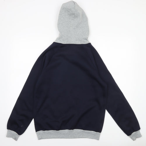 SHEIN Men's Navy & Grey Pullover Hoodie Small Graphic Print