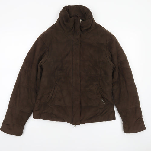 Caldene Women's Brown Suede-Look Puffer Jacket Size S