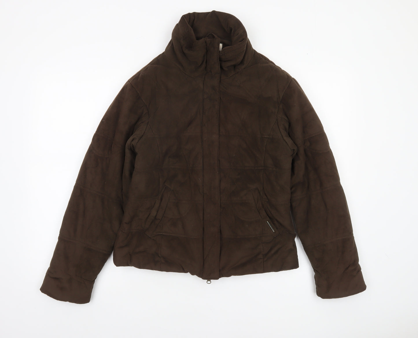 Caldene Women's Brown Suede-Look Puffer Jacket Size S