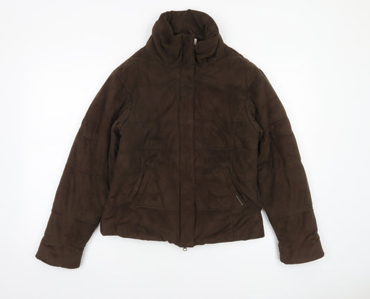 Caldene Women's Brown Suede-Look Puffer Jacket Size S
