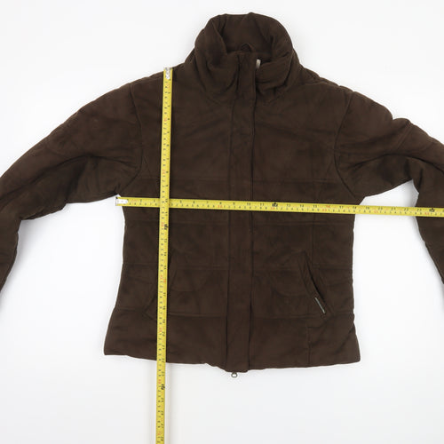 Caldene Women's Brown Suede-Look Puffer Jacket Size S
