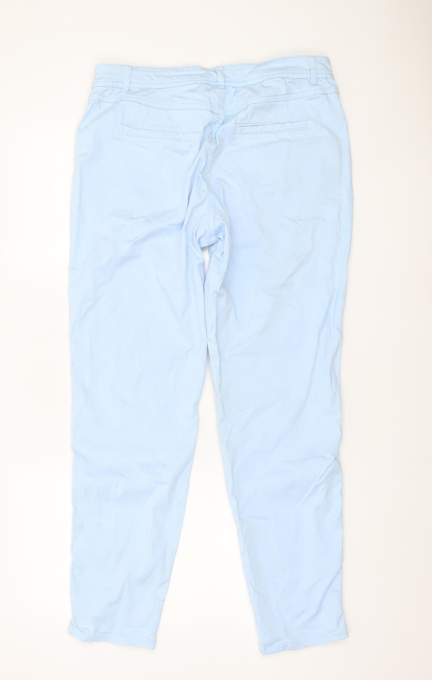 Taifun Women's Blue Cotton Chino Trousers Size 14 Regular Fit