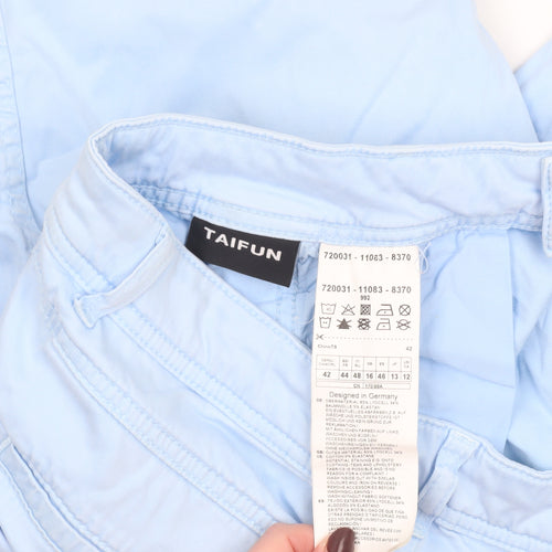 Taifun Women's Blue Cotton Chino Trousers Size 14 Regular Fit