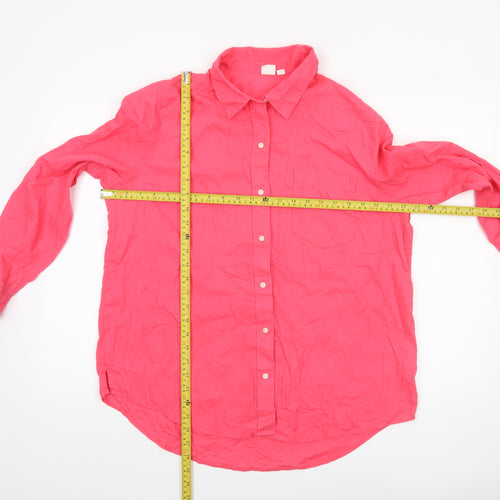 GAP Women's Pink Linen Cotton Long Sleeve Button-Up Shirt Size L