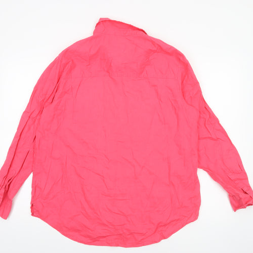 GAP Women's Pink Linen Cotton Long Sleeve Button-Up Shirt Size L